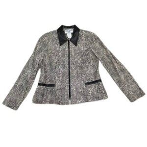 Jessica Howard VINTAGE Snake Skin Print Blazer with Faux Leather Collar - LNC